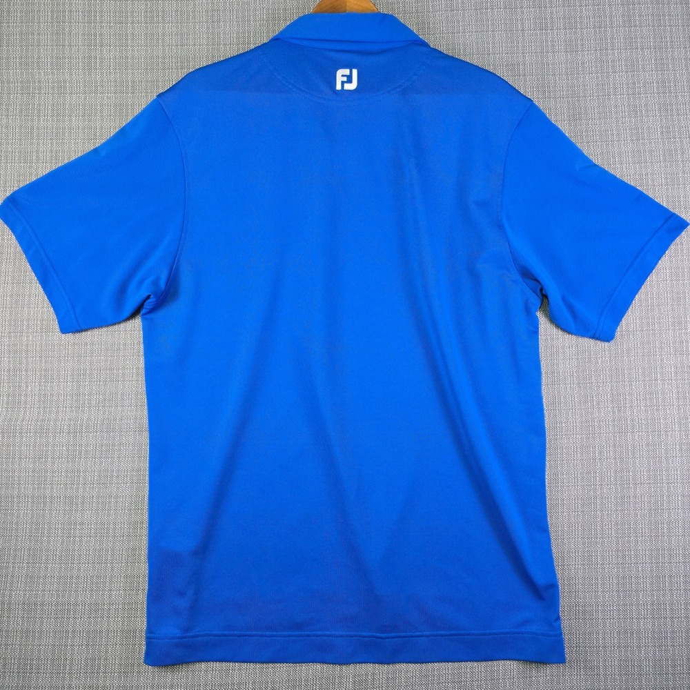 FootJoy Golf Polo Shirt Mens M Royal Blue Contrast Striped Placket Short Sleeve - Picture 3 of 12
